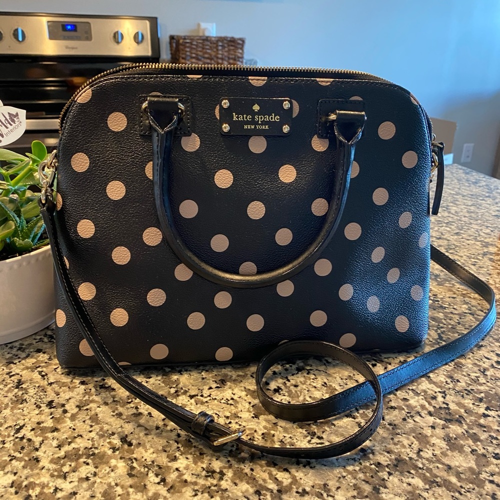 Kate Spade Black Purse With Cream Polka Do…